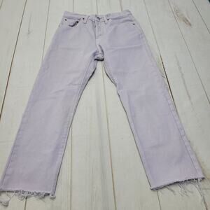 Levis 501 lavender purple jeans high rise button fly straight leg